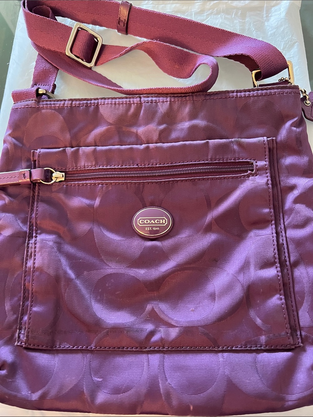 Coach 2013 Purple Satin Signature Crossbody Bag